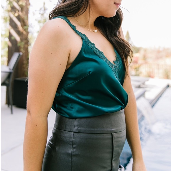 Naughty 'N' Nice Lace Trimmed Cami In Teal - Picture 6 of 8